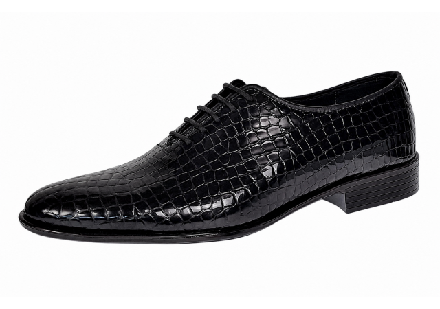 Pantofi eleganti barbati din piele naturala Havana Croco Lac Negru
